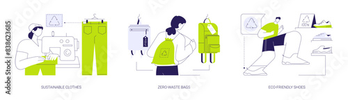 Products from recycled materials abstract concept vector illustrations.