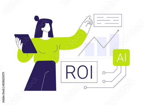 ROI and Attribution Analysis with AI abstract concept vector illustration.