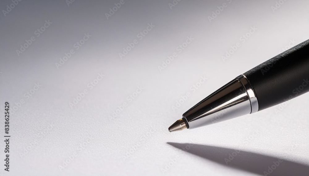 pen resting on blank white paper with ample space for text on the side, illuminated by soft backlight, symbolizing creativity, potential, and the beginning of new ideas pen resting on blank white paper with ample space for text on the side, illuminated by soft backlight, symbolizing creativity, potential, and the beginning of new ideas