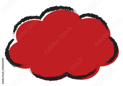 クレヨンタッチのもくもく吹き出しフレーム/赤・版ずれ