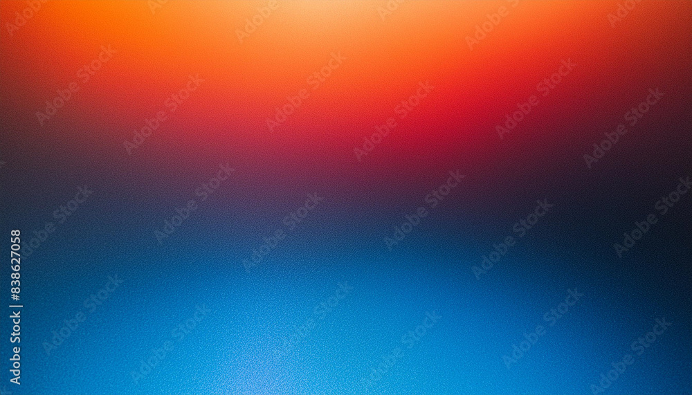 Naklejka premium vibrant grunge background featuring a dynamic color gradient of blue, orange, red, and black. The grainy noise texture adds depth, making it perfect for creative design projects seeking a striking vis
