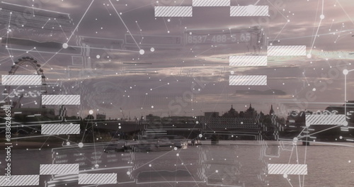Photography Image of financial data processing over london cityscape