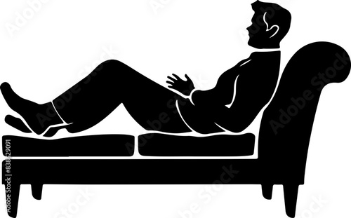 Silhouette of Man Relaxing on Sofa