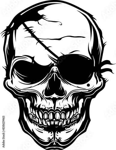 Pirate Skull with Eyepatch and Bandana
