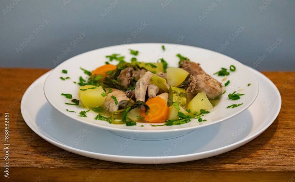 Healthy food, chicken soup with vegetables Healthy food, chicken soup with vegetables