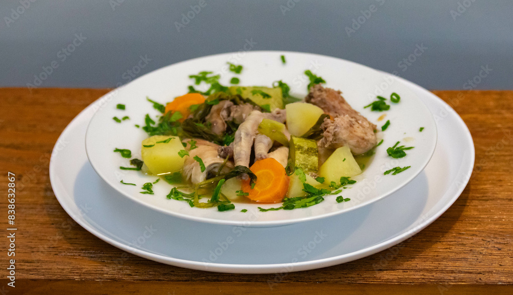 Healthy food, chicken soup with vegetables Healthy food, chicken soup with vegetables