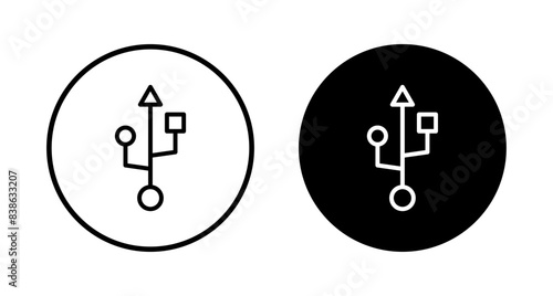 Usb icon vector isolated on white background. Flash disk icon vector