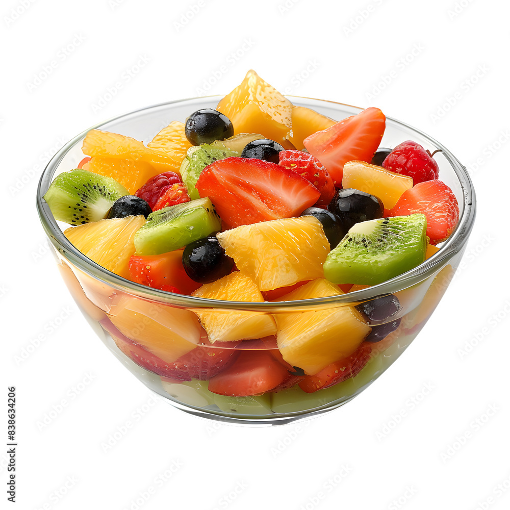 bowl of fruit salad isolated on transparent background. generative ai bowl of fruit salad isolated on transparent background. generative ai