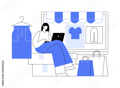 Choosing clothes online isolated cartoon vector illustrations.