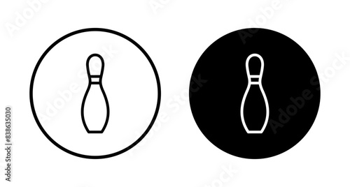 Bowling game Pin Icon vector isolated on white background. Bowling icon, ball and pin