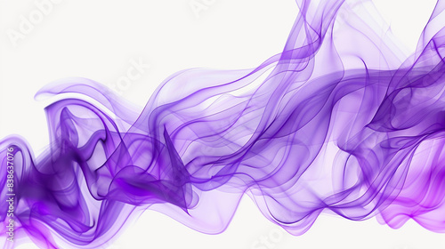 Abstract background with vibrant smoky waves in bright lavender on a solid white background.