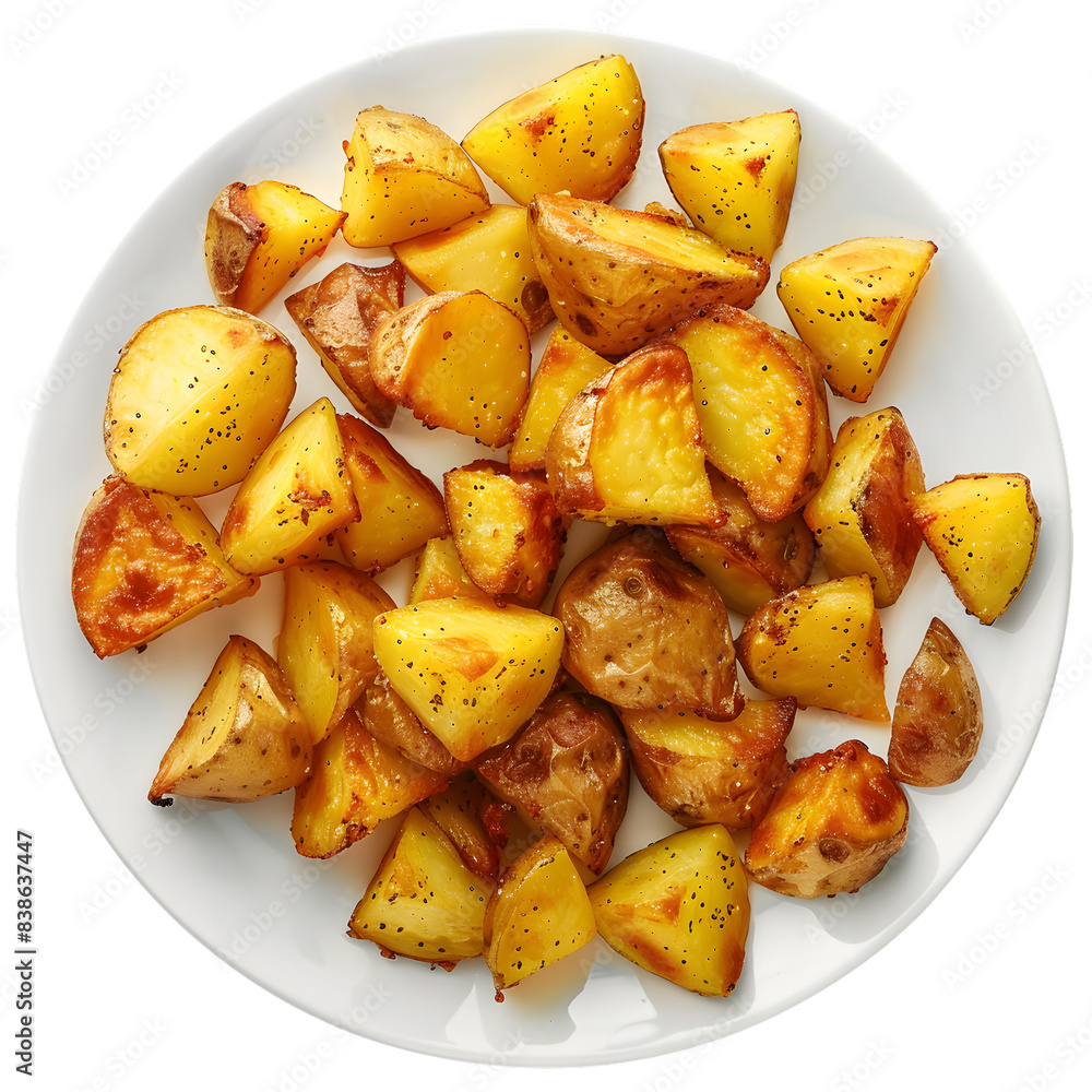 plate of breakfast potato isolated on transparent background. generative ai plate of breakfast potato isolated on transparent background. generative ai