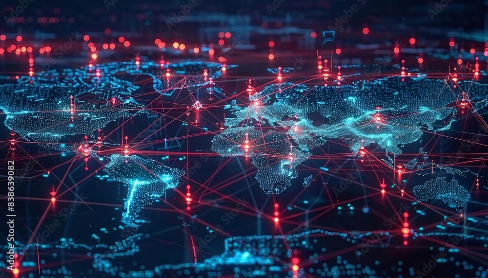 Fototapeta premium A cyber attack map showing realtime global threats and attacks