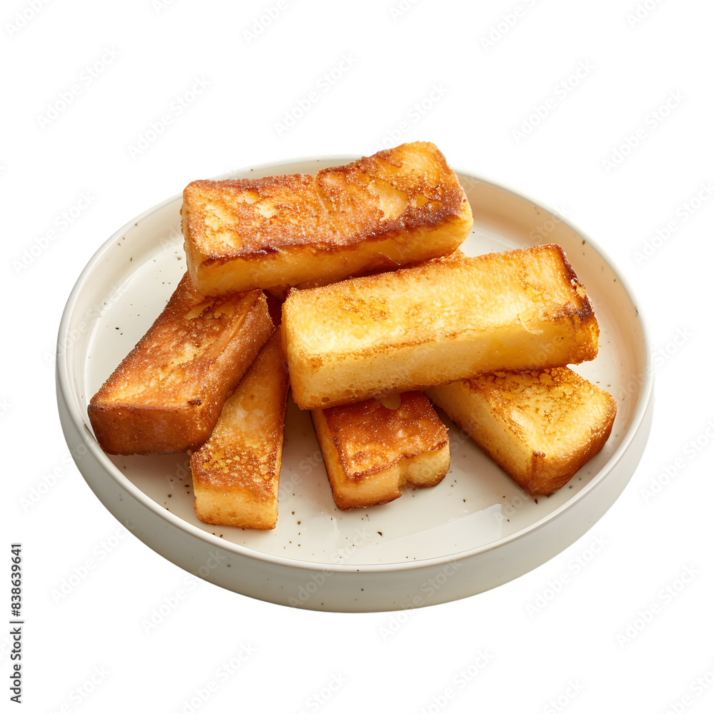 plate of French toast isolated on transparent background. generative ai plate of French toast isolated on transparent background. generative ai