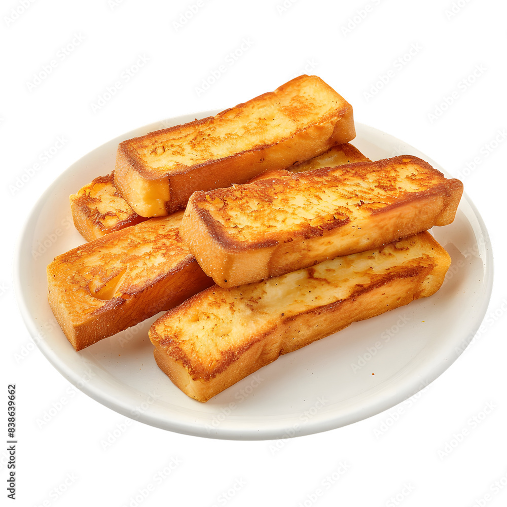 plate of French toast isolated on transparent background. generative ai plate of French toast isolated on transparent background. generative ai