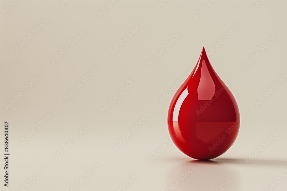 Fototapeta premium Blood drop on gray background symbolizing World Blood Donor Day