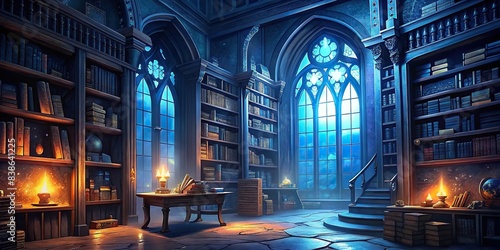 A mystical library with shelves of ancient manuscripts and leather-bound books  inspiring literary creativity and imagination  library  ancient  manuscripts  leather-bound  volumes  wisdom
