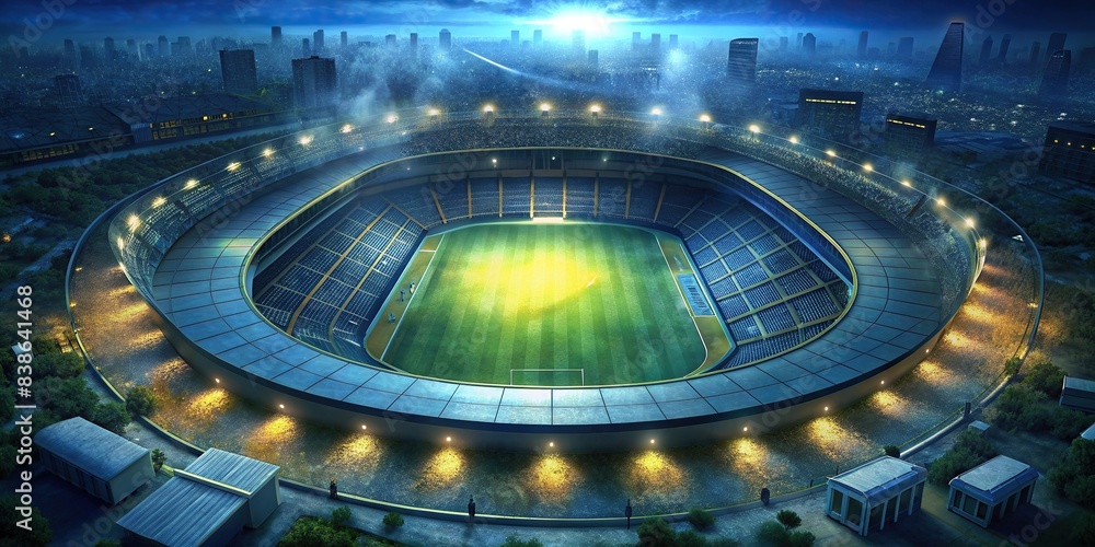 Aerial view of La Bombonera soccer stadium for Boca Juniors, aerial