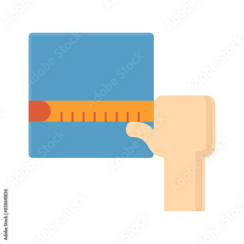 Floor construction vector icon. Consist of measuring tape, ceramic tile and tiler. That hand tool,  construction material and worker to install, laying, repair, renovation in bathroom, kitchen of home