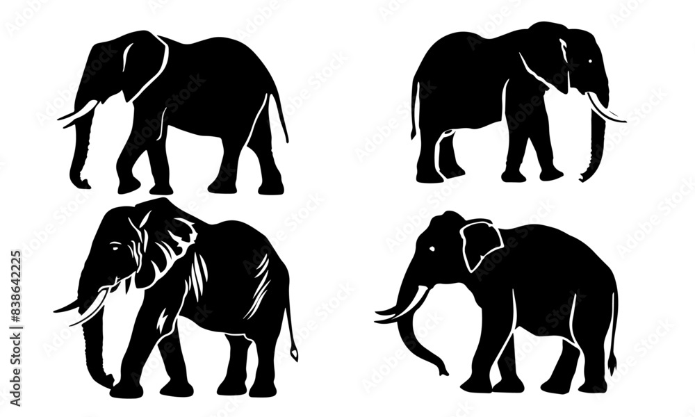 Obraz premium side view silhouette of elephants