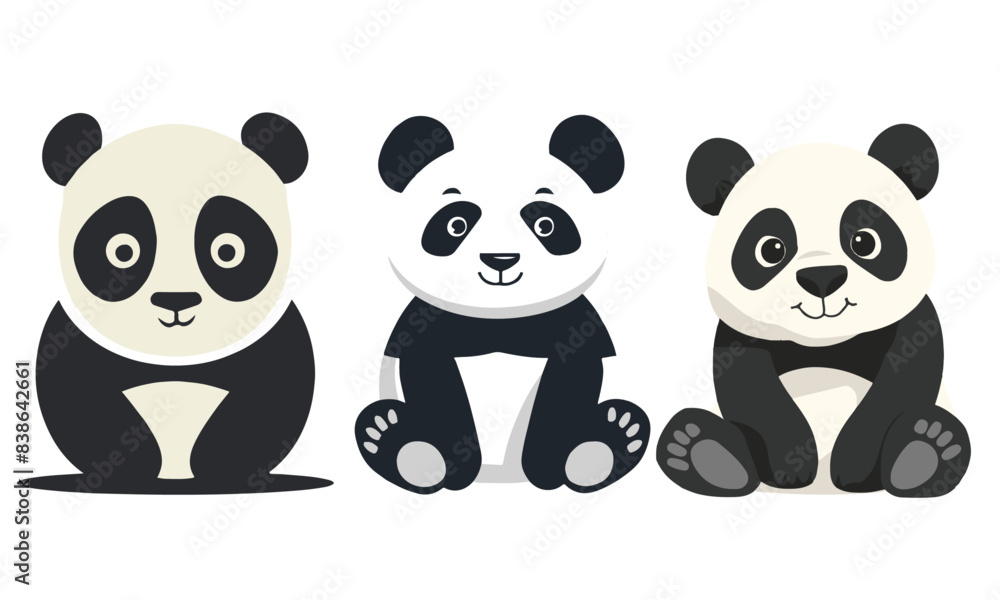 Fototapeta premium vector round shapes of pandas
