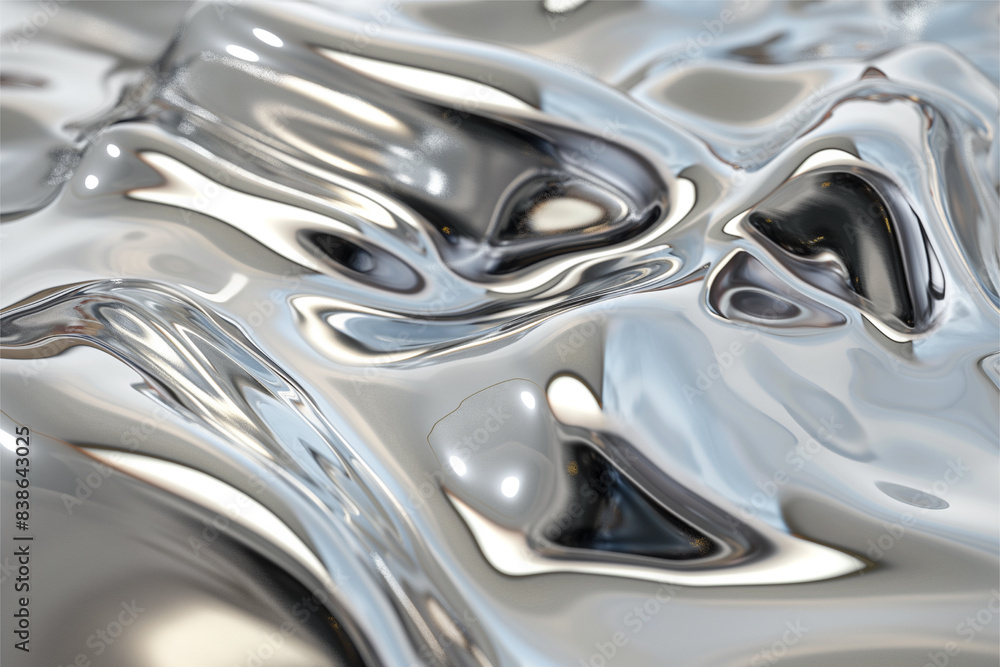 Glossy silver metal fluid glossy chrome mirror water effect background backdrop texture Glossy silver metal fluid glossy chrome mirror water effect background backdrop texture