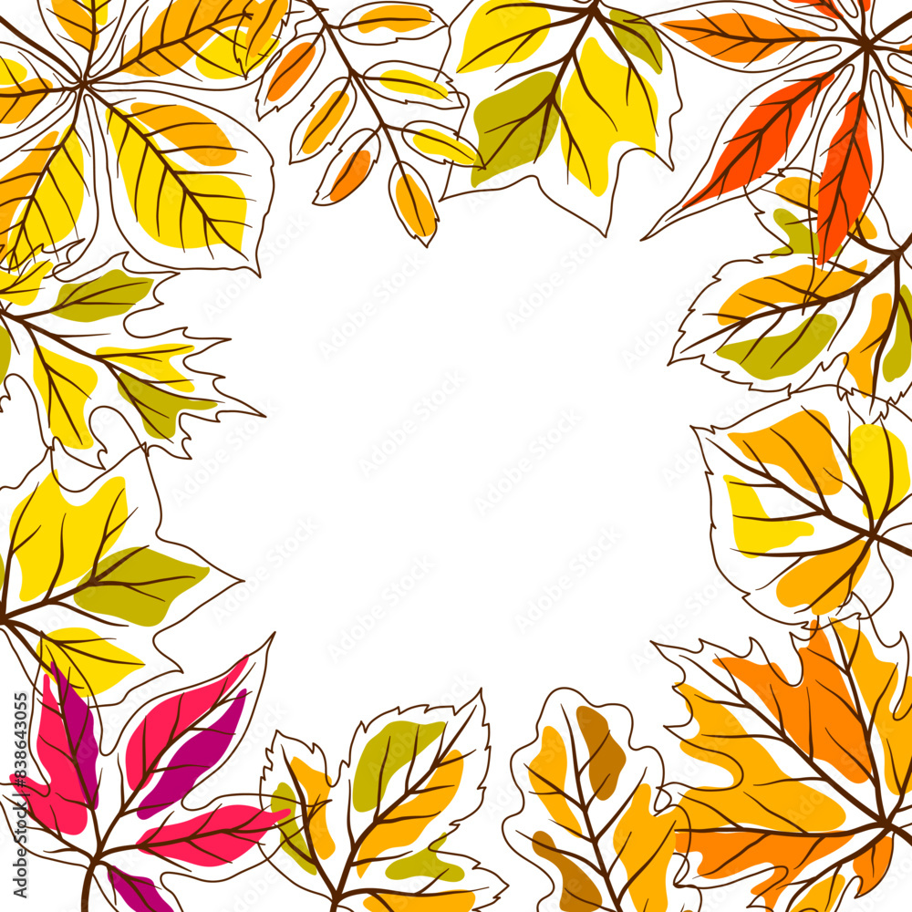Frame with autumn leaves. Background with various foliage. Frame with autumn leaves. Background with various foliage.