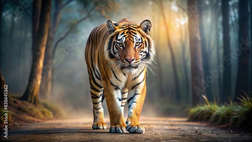 Walking tiger on background, wild animal portrait , tiger, wild, animal, predator, nature, wildlife, feline, big cat, orange, stripes, majestic, fierce, jungle, carnivore, endangered species photo