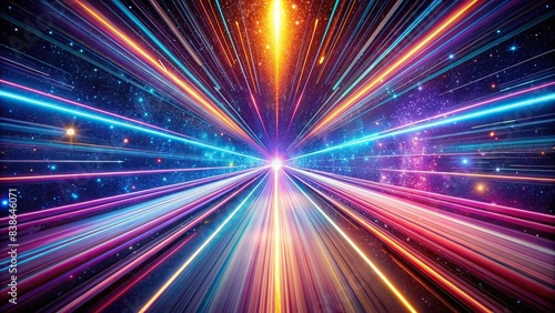 Speed of light visualized as neon streaks on cosmic highway, deep focus, sci-fi atmosphere, speed, light, neon, streaking, cosmic, highway, deep focus, sci-fi, atmosphere, space