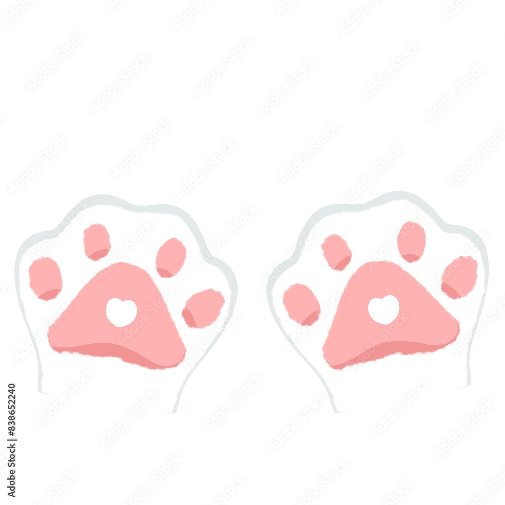 Fototapeta premium isolated cat paw illustration on a transparent background, PNG, kitten paw, paw print, fluffy paw, pink paw, 
