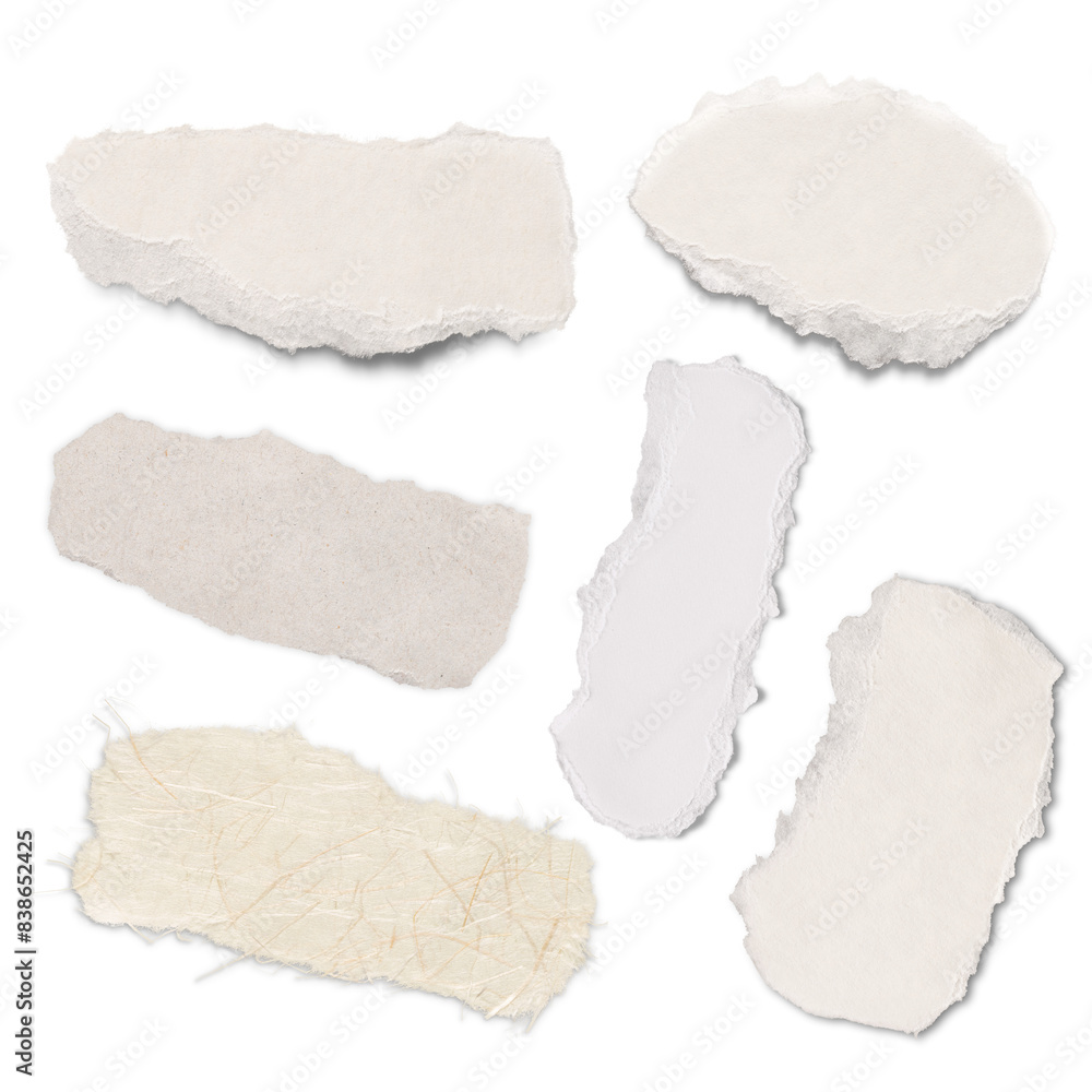 Handmade torn paper craft png in white minimal style set Handmade torn paper craft png in white minimal style set