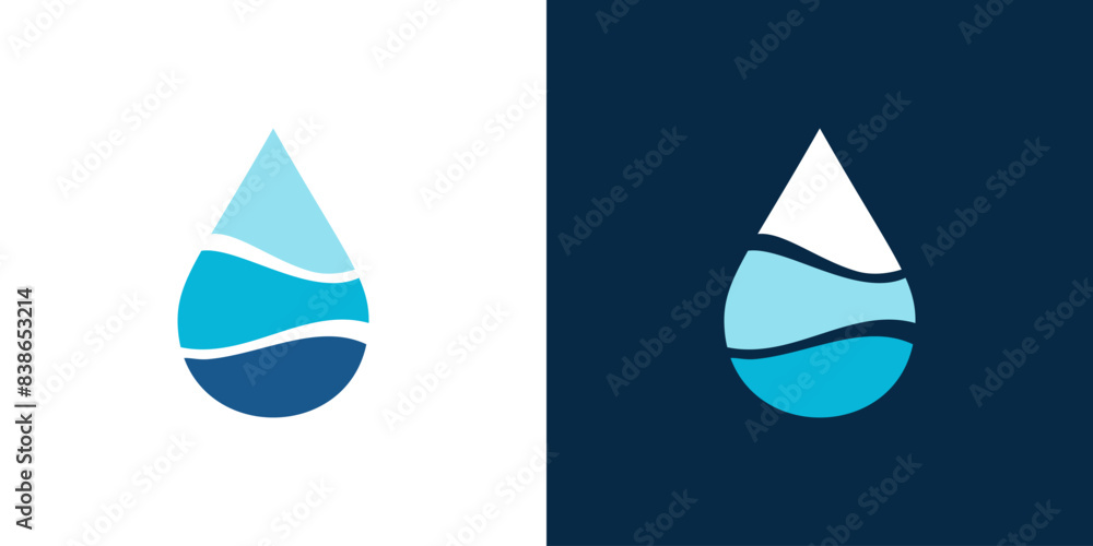 Abstract water drop icon logo pure blue color pure nature Abstract water drop icon logo pure blue color pure nature