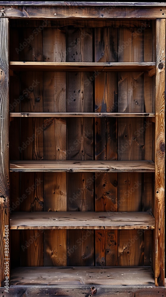 A wooden shelf with no books on it A wooden shelf with no books on it