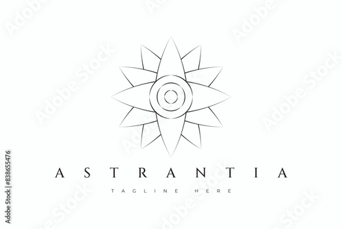 Astrantia Flower Logo Floral Sacred Geometry Business Fashion Perfume Bouquet Brand Identity