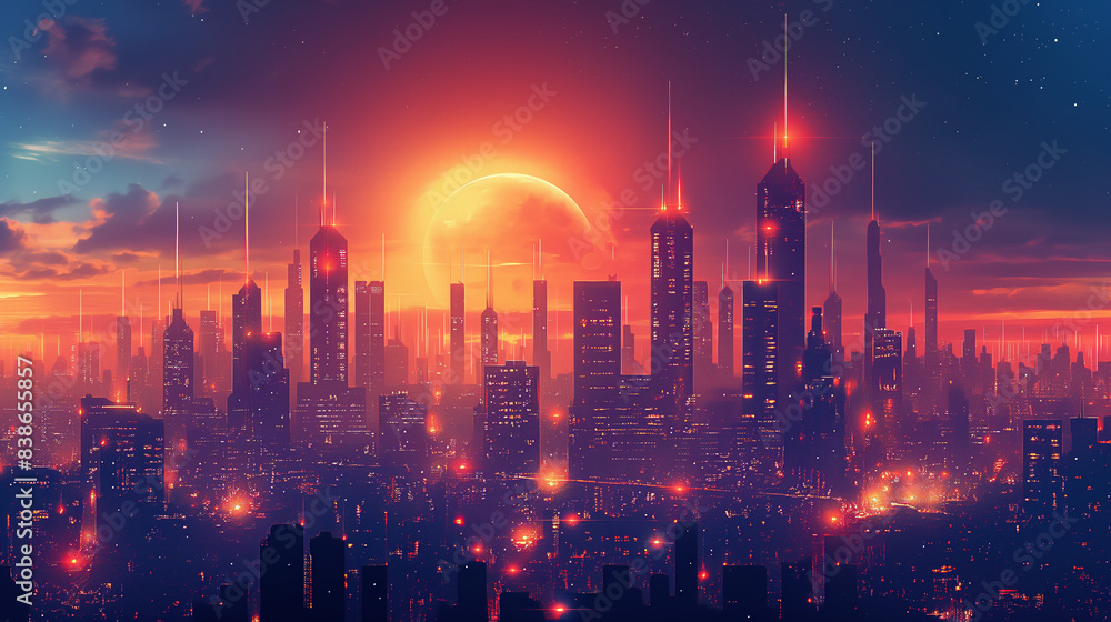 A retro-futuristic cityscape with flying cars and sleek skyscrapers. (cyberpunk aesthetic, technology). A retro-futuristic cityscape with flying cars and sleek skyscrapers. (cyberpunk aesthetic, technology).