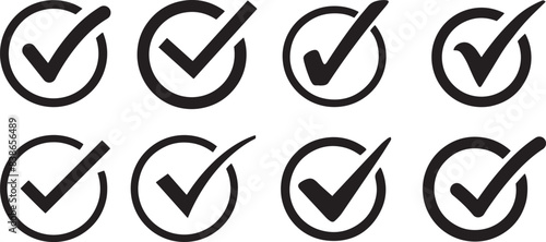 Check box icon with correct, accept checkmark icons tick box checked. Check mark icon symbols vector.