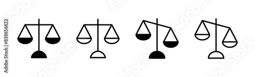 Scales icon set . Law scale icon. Justice sign