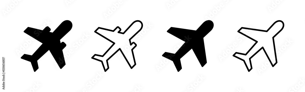 Plane icon set. Airplane icon vector. Flight transport symbol. Travel illustration. Holiday symbol Plane icon set. Airplane icon vector. Flight transport symbol. Travel illustration. Holiday symbol