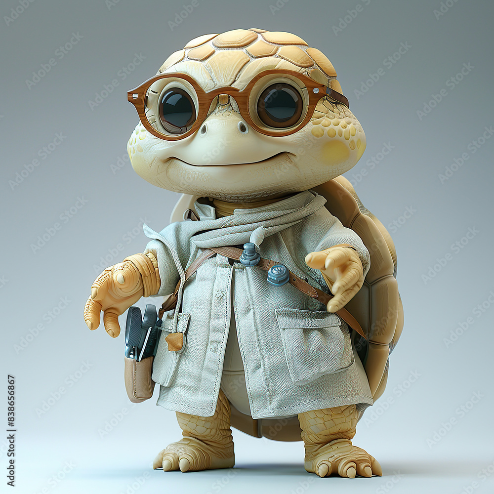 Fototapeta premium cute turtle doctor smile 3d render isolated white background