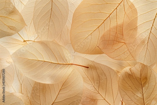 Transparent leaves in warm tones