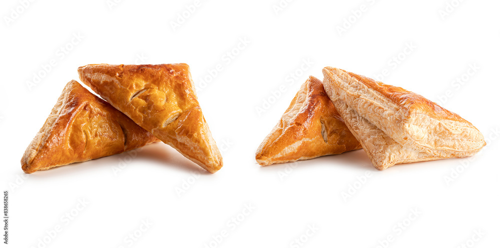 two pieces of chicken puffs isolated on white background
two pieces of chicken puffs isolated on white background