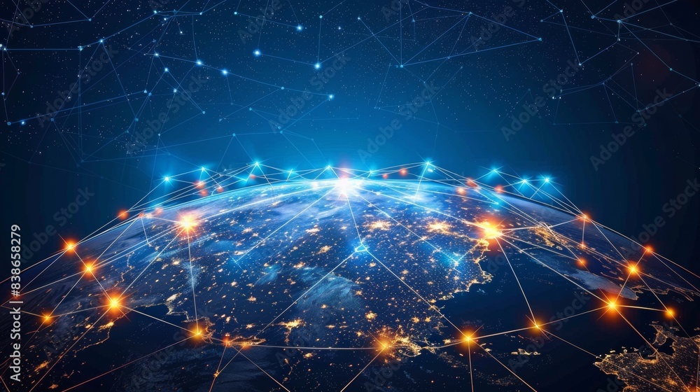 Obraz premium Global Network Connection with Light Effect
