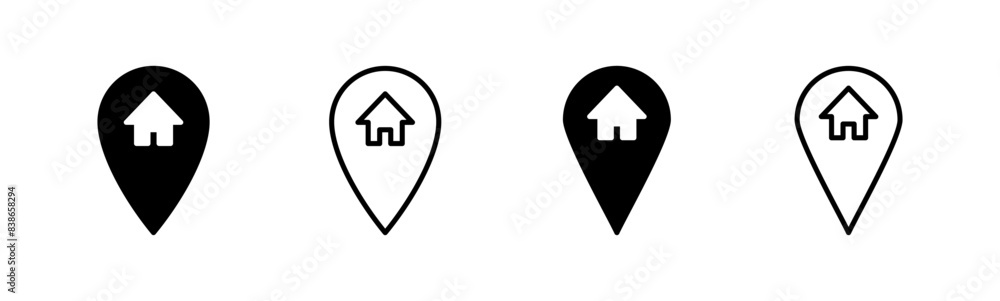 Address icon set. home location icon vector Address icon set. home location icon vector