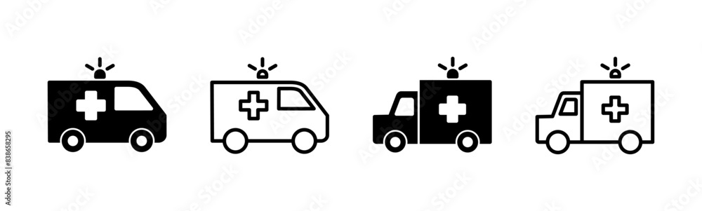 Ambulance icon set. ambulance truck icon vector. ambulance car Ambulance icon set. ambulance truck icon vector. ambulance car