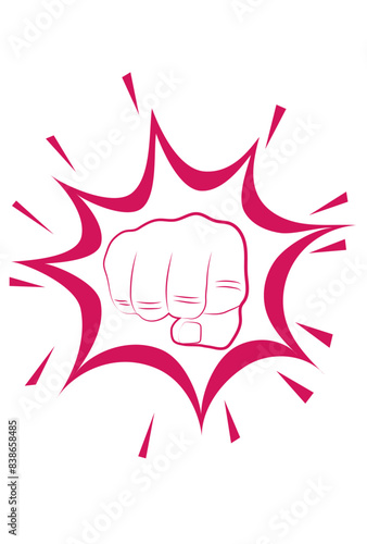 Fist punch illustration, hand punch vector image