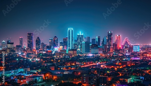 Wallpaper Mural Illuminate a skyline dotted with towering skyscrapers and glittering city lights, representing urban prosperity and growth. Torontodigital.ca