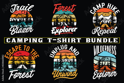 Camping t-shirt design bundle, high quality camping t shirt design for print on demand