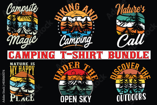 Camping t-shirt design bundle, high quality camping t shirt design for print on demand