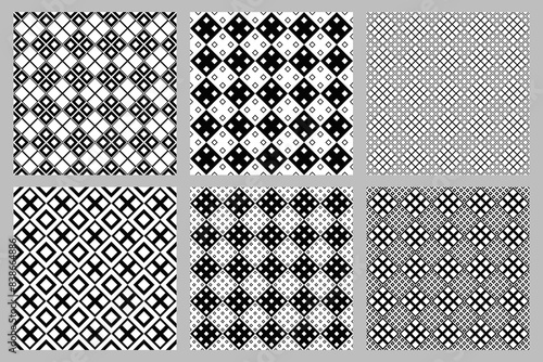 Seamless diagonal square pattern background set -  abstract vector graphic design