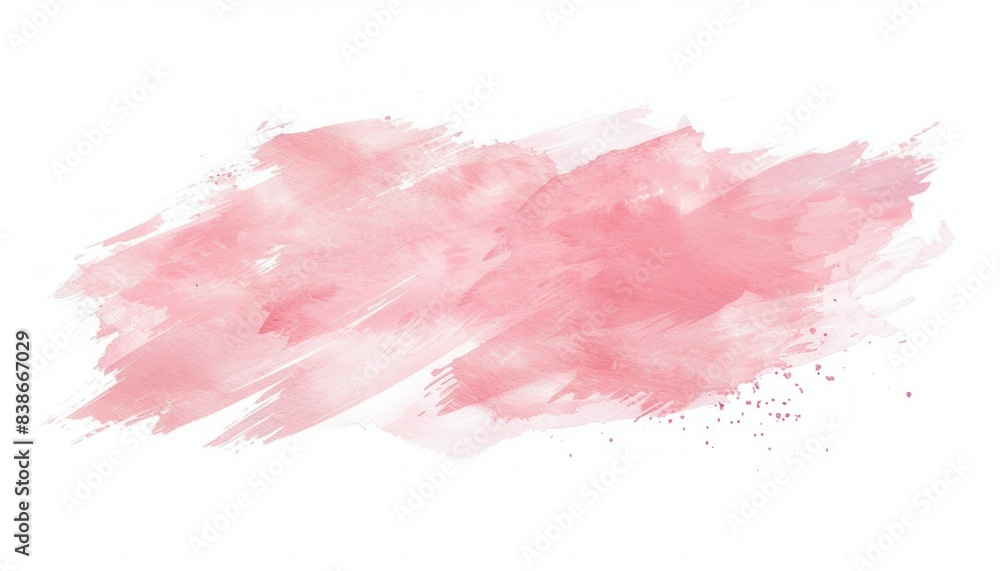 Abstract pink watercolor paint splatter on white background with soft gradient texture for artistic design projects
